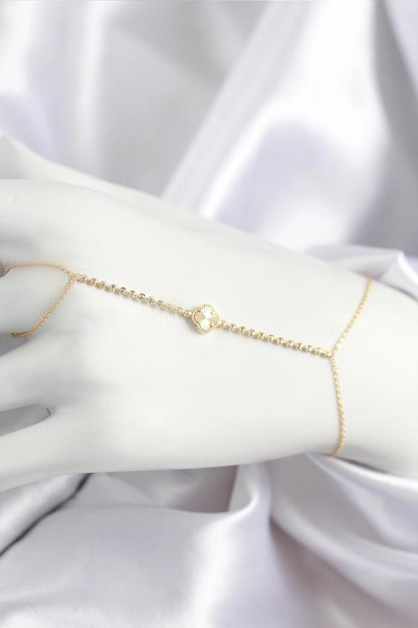 Pirinç Zirkon Taşlı Yonca Model Gold Renk Şahmeran - Image 1