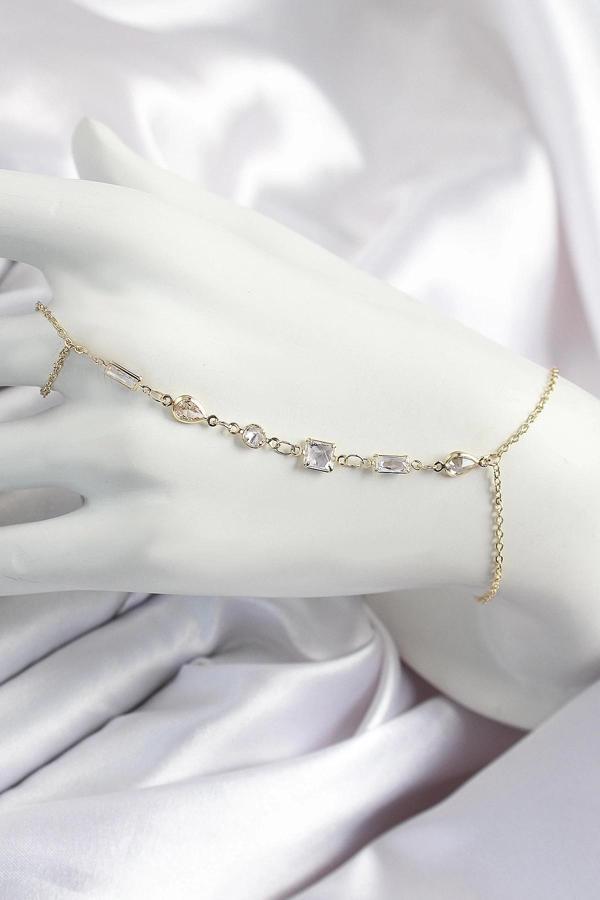 Pirinç Zirkon Taşlı Y Model Gold Renk Kadın Şahmeran - Image 1