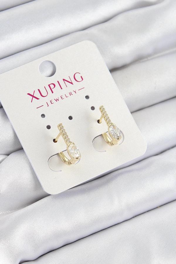 Xuping Zirkon Taşlı I Model Gold Renk Kadın Küpe - Image 1