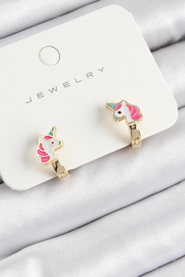 Pirinç Unıcorn Model Gold Renk Çocuk Küpe - Image 1