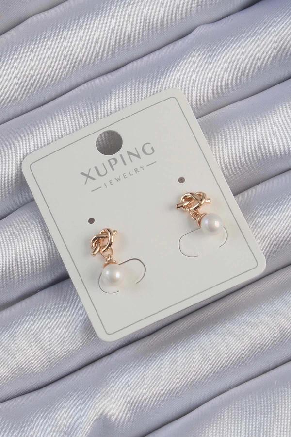 Xuping Rose Renk İnci Taşlı Düğüm Küpe - Image 1