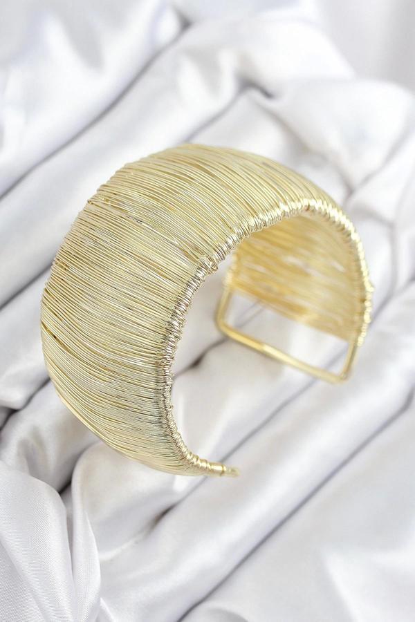 Pirinç Tel Sarma Model Gold Renk Kadın Bileklilk - Image 1