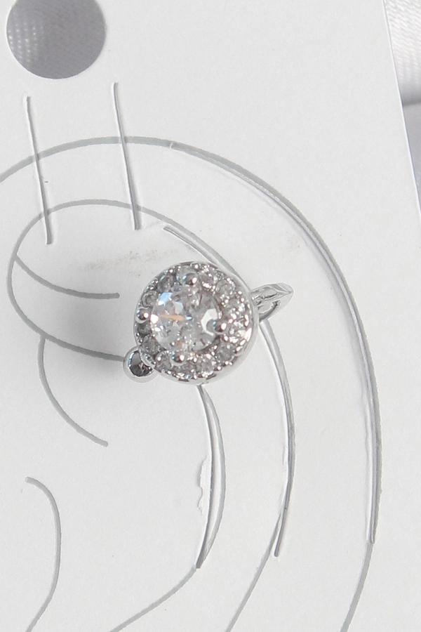 Pirinç Gümüş Renk Zirkon Taşlı Kadın Kıkırdak Model Küpe - Image 1