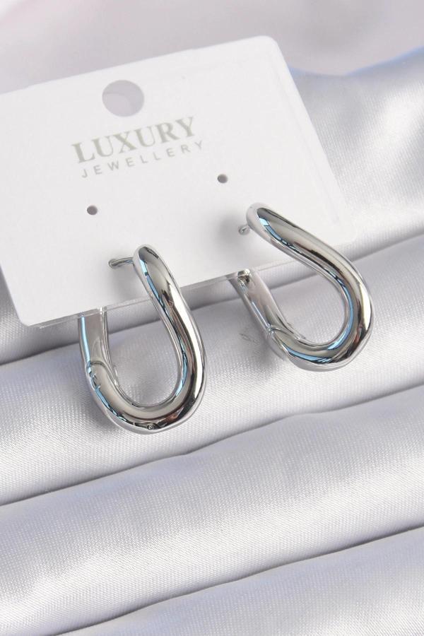 Pirinç Gümüş Renk Halka Model Kadın Küpe - Image 1