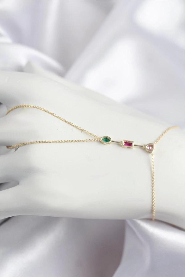 Pirinç Renkli Zirkon Taşlı Model Gold Renk Şahmeran - Image 1