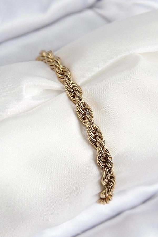 316L Çelik Klasik Burgu Zincir Model Gold Renk Kadın Bileklik - Image 1
