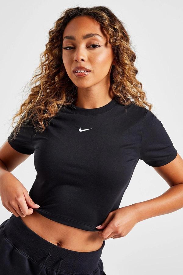 Nike Sportswear Essential Slim Cropped T-Shirt Kadın Slim Fit Crop Tişört Siyah - Image 1