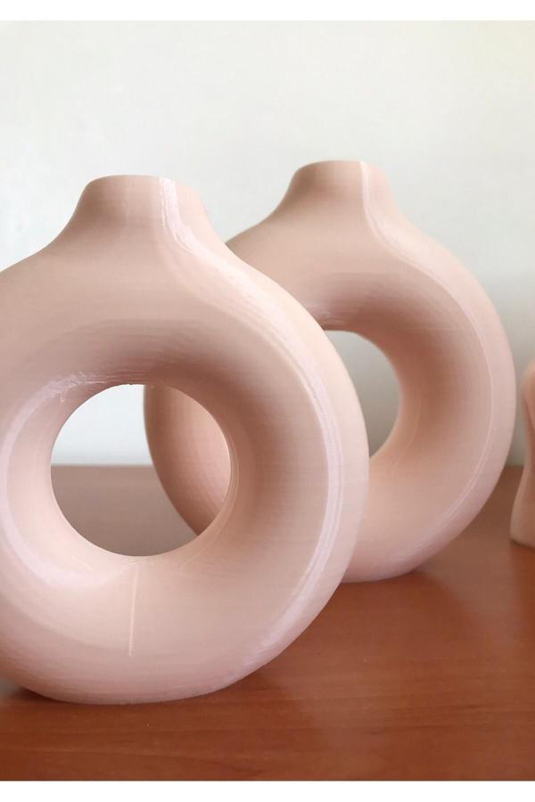 3Decor Halka Bohem Vazo 2'Li Dekoratif Donut Vase - Image 1