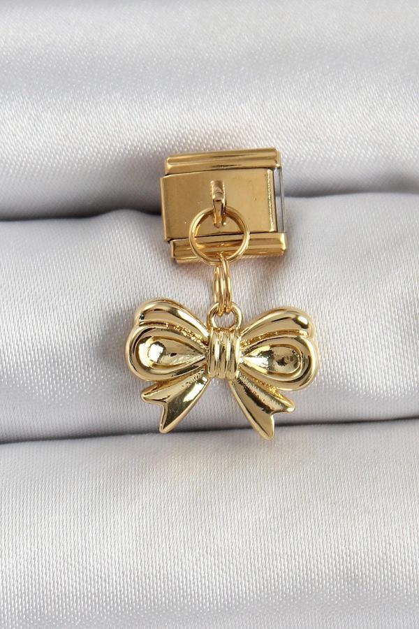 316L Çelik Sallantılı Fiyonk Model Gold Renk Nomination Charm - Image 1