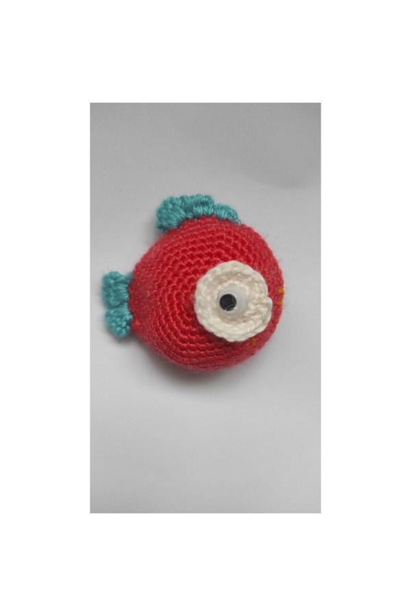 Çotanaklar Kafes Kedi Oyuncağı El Örgüsü Oyuncak Balık Kırmızı 7-9 Cm - Image 1