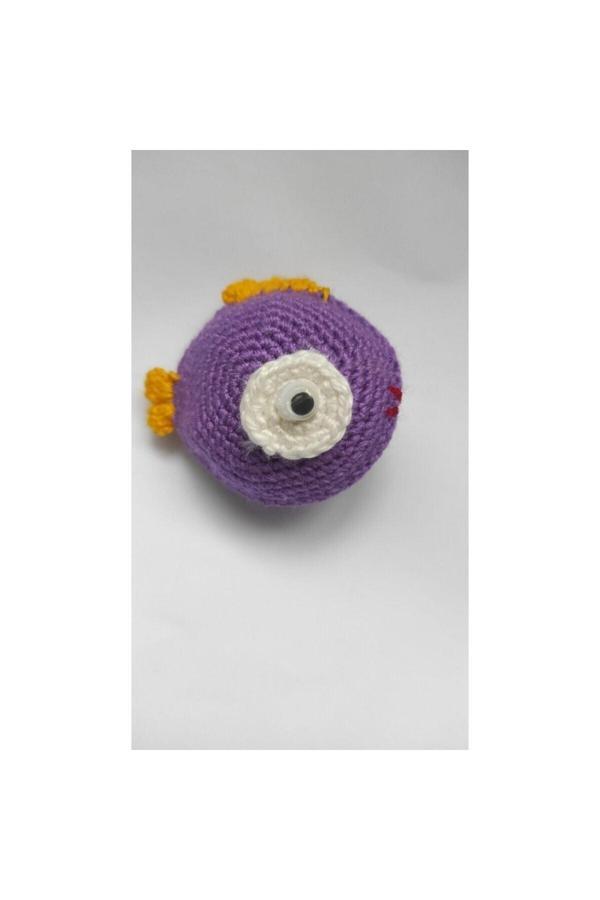 Çotanaklar Kafes Kedi Oyuncağı El Örgüsü Oyuncak Balık Mor 7-9 Cm - Image 1