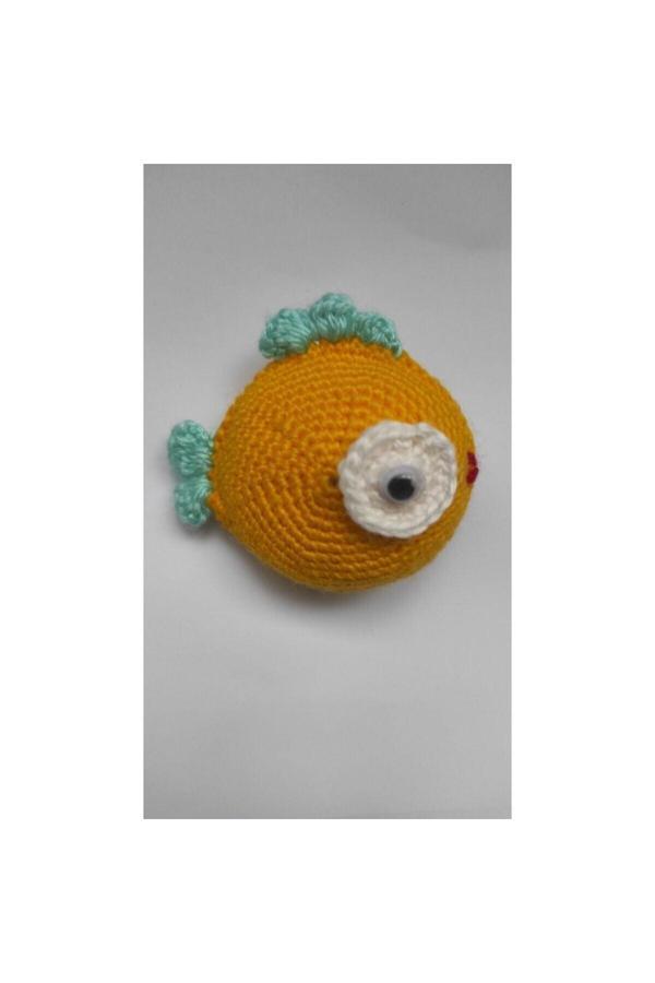Çotanaklar Kafes Kedi Oyuncağı El Örgüsü Oyuncak Balık Sarı 7-9Cm - Image 1