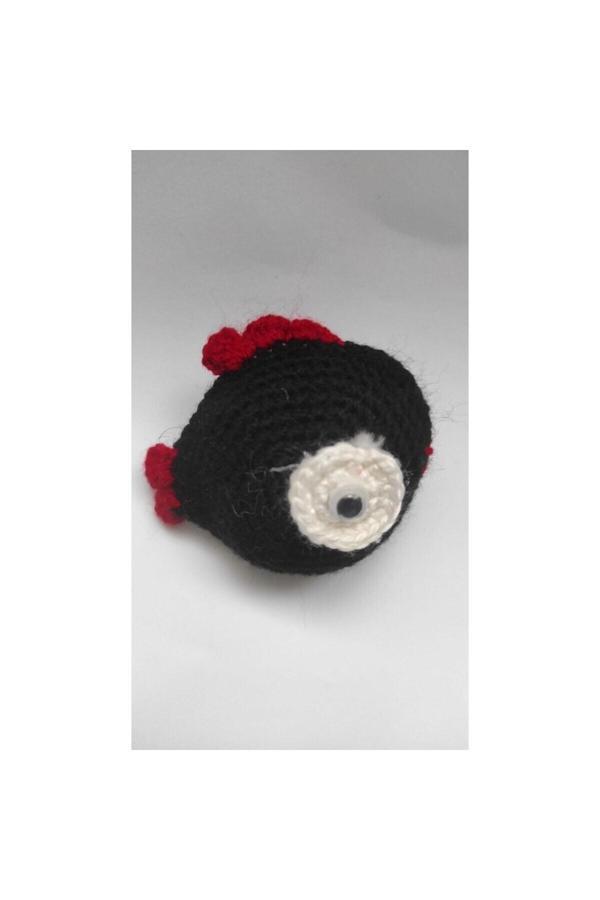 Çotanaklar Kafes Kedi Oyuncağı El Örgüsü Oyuncak Balık Siyah 7-9 Cm - Image 1