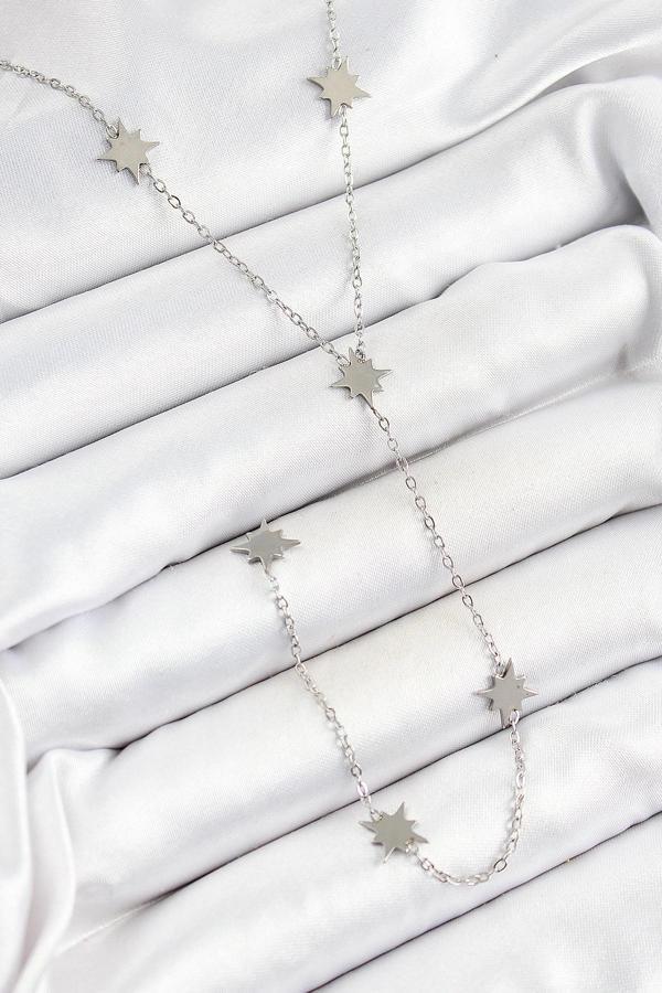 316L Çelik Kutup Yıldızı Figürlü Y Model Gümüş Renk Kadın Kolye - Image 1