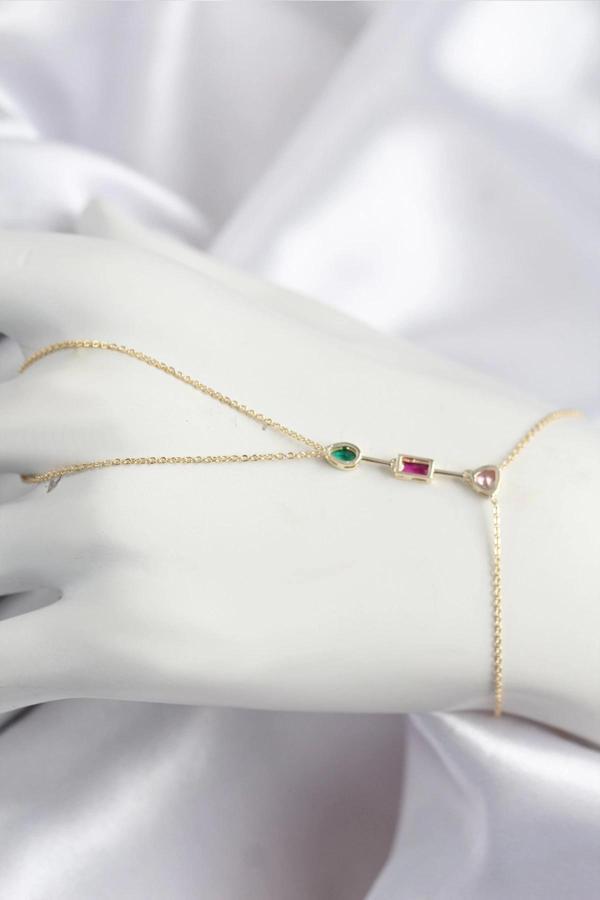 Pirinç Renkli Zirkon Taşlı Model Gold Renk Şahmeran - Image 1