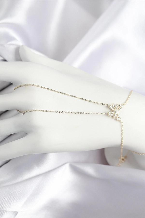 Pirinç Zirkon Taşlı Kelebek Model Gold Renk Şahmeran - Image 1