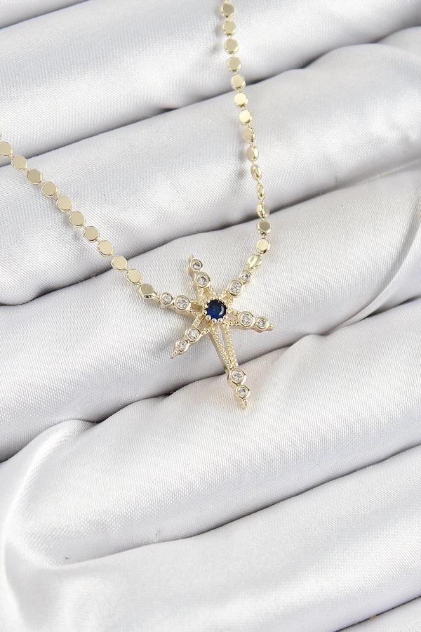 Pirinç Zirkon Taşlı Kutup Yıldızı Model Ezme Zincir Gold Renk Kadın Kolye - Image 1