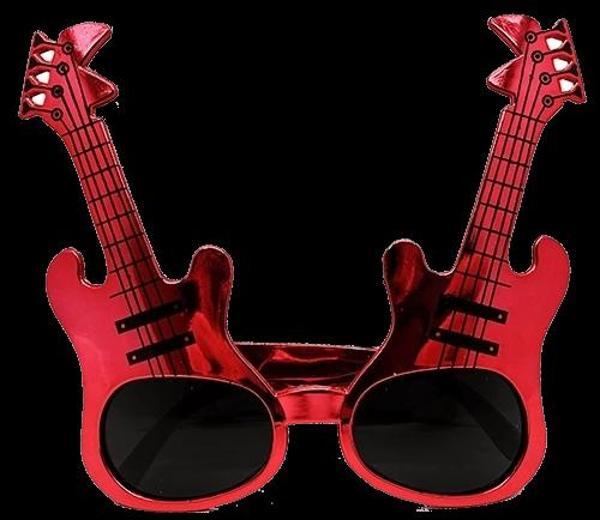 Kırmızı Renk Rockn Roll Gitar Şekilli Parti Gözlüğü 15x15 Cm - Image 1