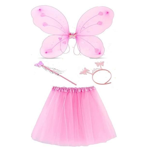 Toz Pembe Kelebek Kostümü - Toz Pembe Kelebek Kostüm Aksesuar Seti 4 Parça - Image 1