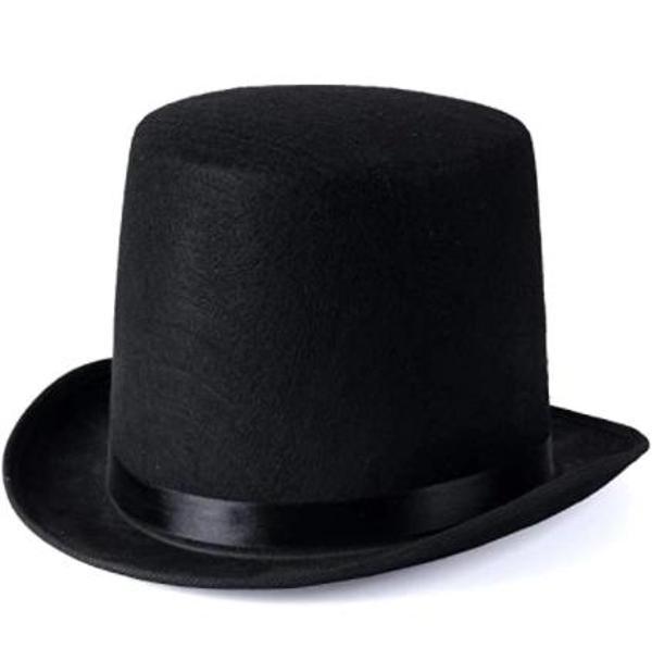 Yetişkinler İçin Siyah Renk Ringmaster Sihirbaz Şapkası Fötr Şapka 15 Cm - Image 1
