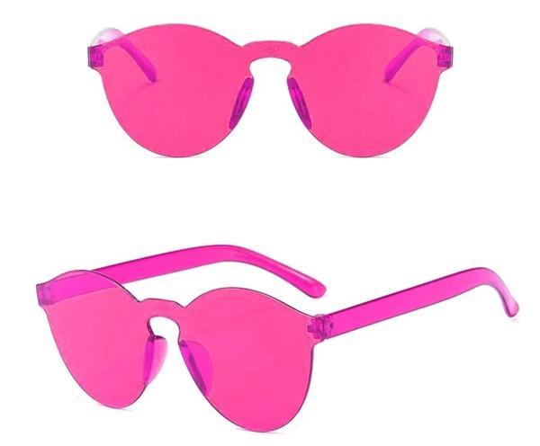 Sert Mika Oval Şekilli Çerçevesiz Fuşya Gözlük Retro Parti 5x14 Cm - Image 1