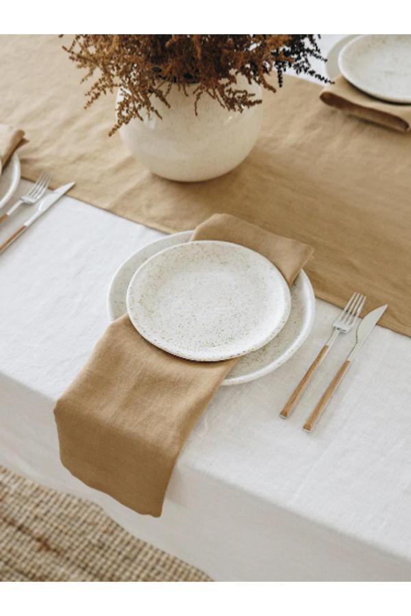 Kütükhouse Keten Masa Örtüsü Set Kahverengi  40X150 Cm - Image 1