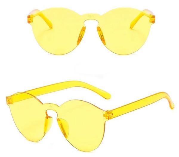 Büro Ev Ofis Parti Kostümü için 5X14CM Çerçevesiz Sert Mika Retro Oval Sarı Gözlük - Image 1