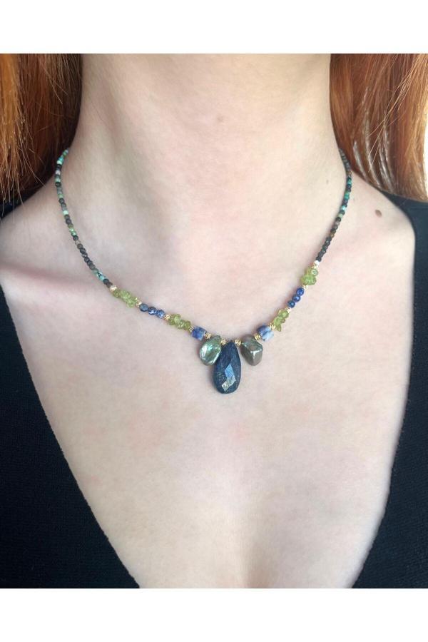 Eyla Collection Hakiki Doğaltaş&İnci Tasarım Kolye - Image 1