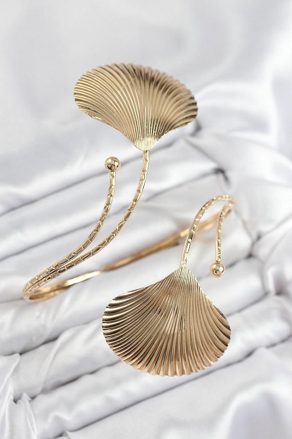 Pirinç İstiridye Model Gold Renk Kadın Pazu Bileklik - EBJ250902W37603 - Image 1