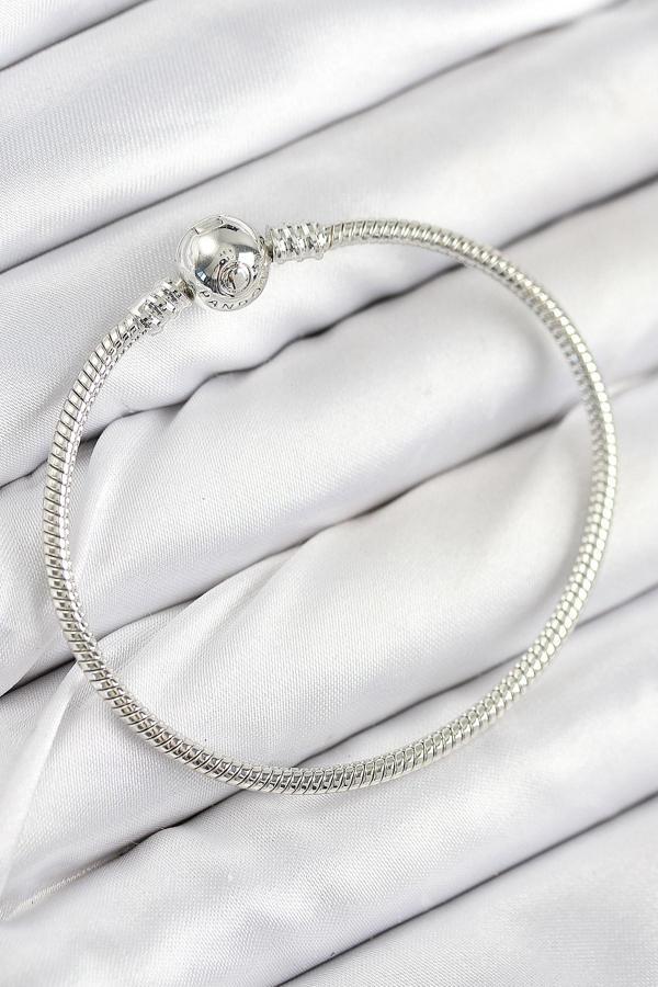 Pirinç Charm Topcuk Model Gümüş Renk Kadın Bileklik - EBJ250902W37606 - Image 1