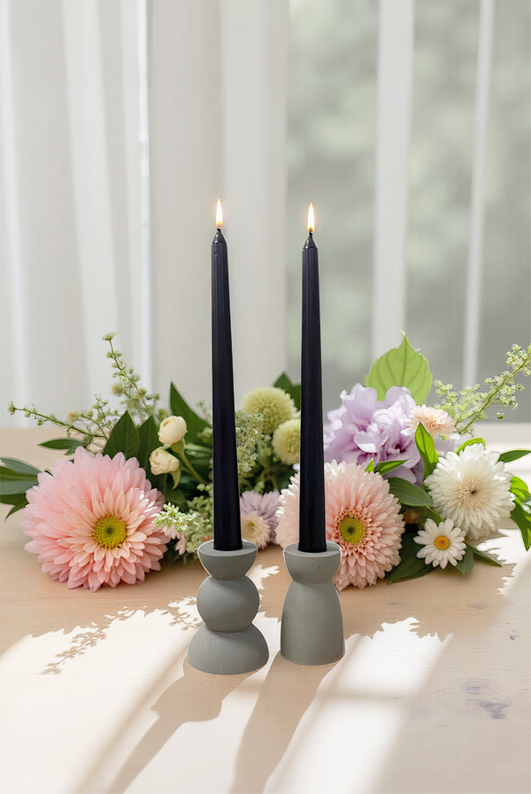 Floral Düz Şamdan Mumu 2'li Lacivert - Image 1