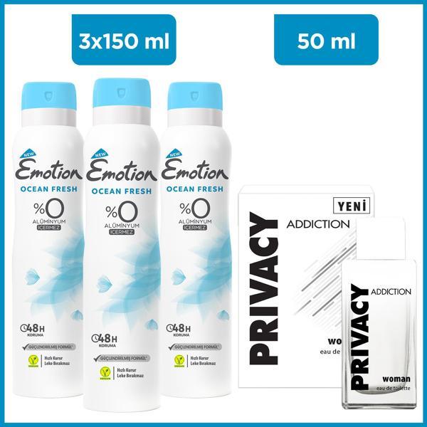 Privacy Addiction Woman Edt 50 Ml & Emotion Ocean Fresh 3x150 Ml - Image 1