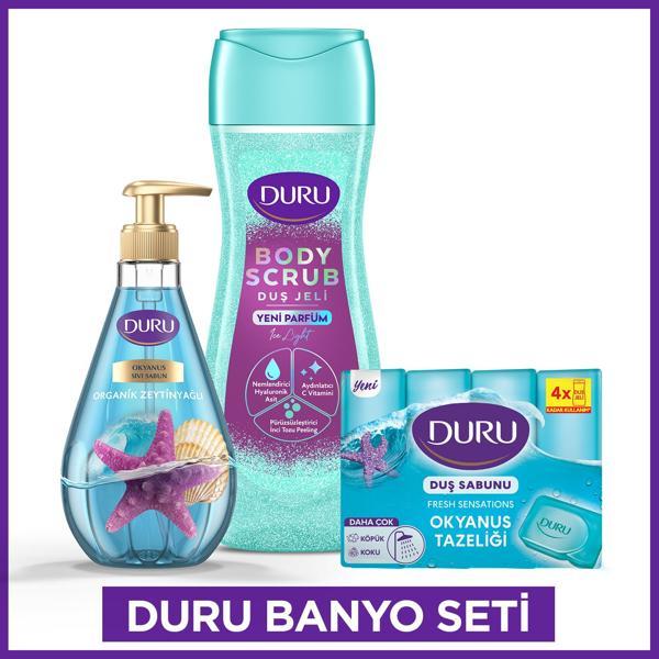 Duru Banyo Seti Ice Light Body Scrub Duş Jeli 450 Ml,Okyanus Sıvı Sabun 500ml,Okyanus Sabun 4x150gr - Image 1