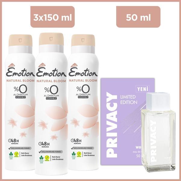 Privacy Women Limited Edition Edt 50 Ml & Emotion Natural Bloom Deodorant 3x150ml - Image 1