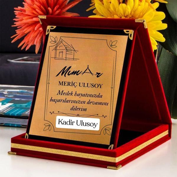 Mimar Temalı Kişiye Özel Plaket - Kadife Kutulu - Image 1
