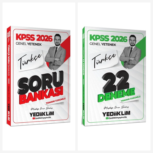 Yediiklim 2026 KPSS Genel Yetenek Türkçe Tamamı Çözümlü Soru Bankası ve Deneme Sınavı Seti Yediiklim - Yediiklim Yayınları - Image 1