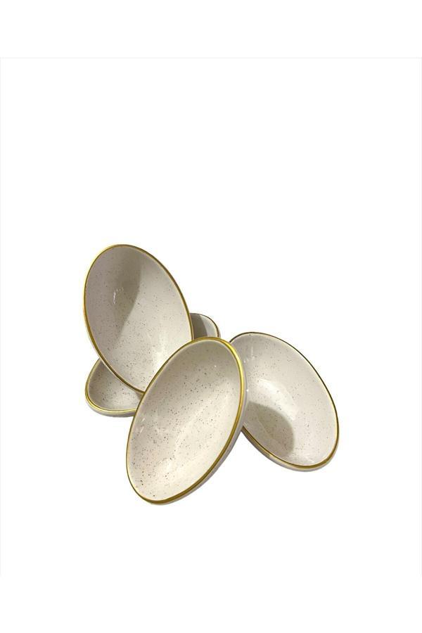 Cosiness 4 Lü Seramik Oval Kayık Çerezlik & Sosluk 11 Cm - Image 1