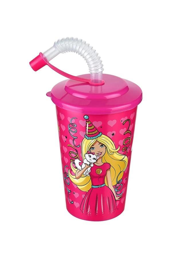 Barbie Kapaklı Pipetli Bardak 400 Ml. - Image 1
