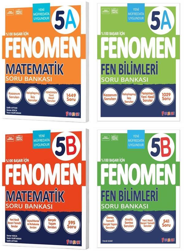 Fenomen Okul 2025 5. Sınıf Matematik + Fen Bilimleri A + B Serisi Soru Seti 4 Kitap Güncel Müfredat - Fenomen Yayıncılık - Image 1