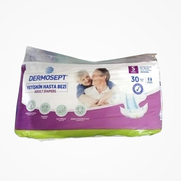 Dermosept Yetişkin Bel Bantlı Hasta Bezi (S) Small | 120 Adet (30'lu 4 Paket) - Image 1