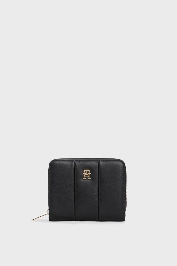 Tommy Hilfiger TH Icon Orta Boy Fermuarlı Kapitone Kadın Cüzdan AW0AW17746BDS - Image 1