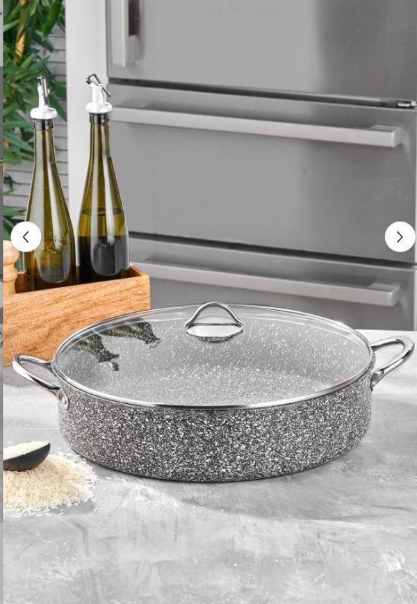 Taç Ultra Granit Basık Tencere Metal Saplı 40 Cm TAC-3727 - Image 1