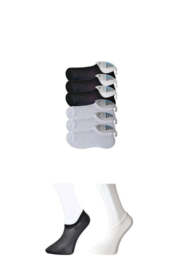 Siyah ve Beyaz Erkek Görünmez Çorap 6 çift - Image 1