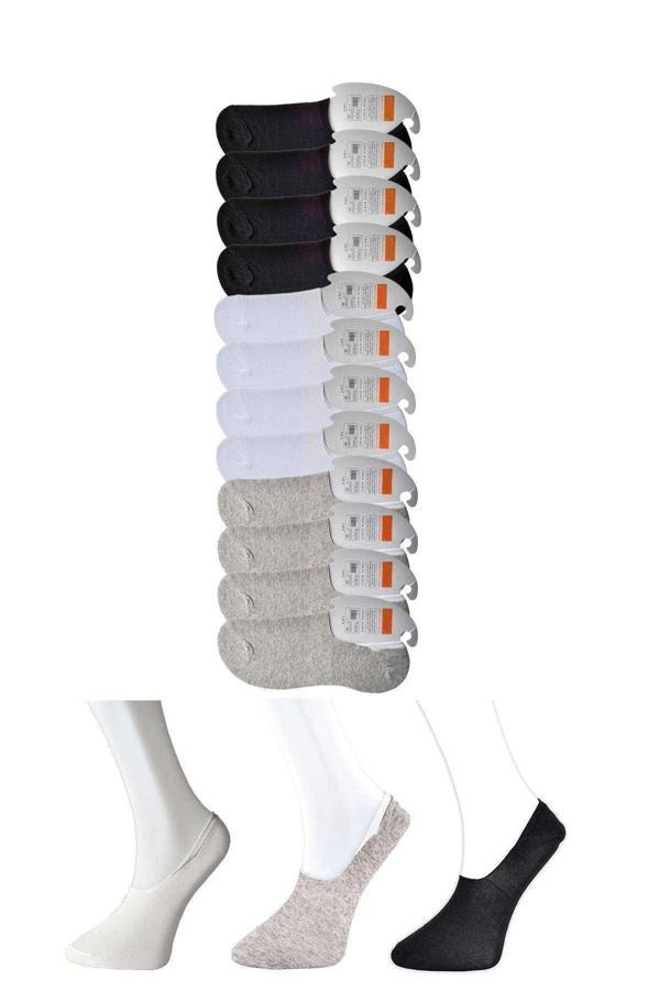 Siyah Gri ve Beyaz Erkek Babet Çorap 12 çift - Image 1