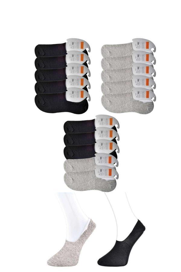 Siyah ve Gri Erkek Babet Çorap 15 çift - Image 1