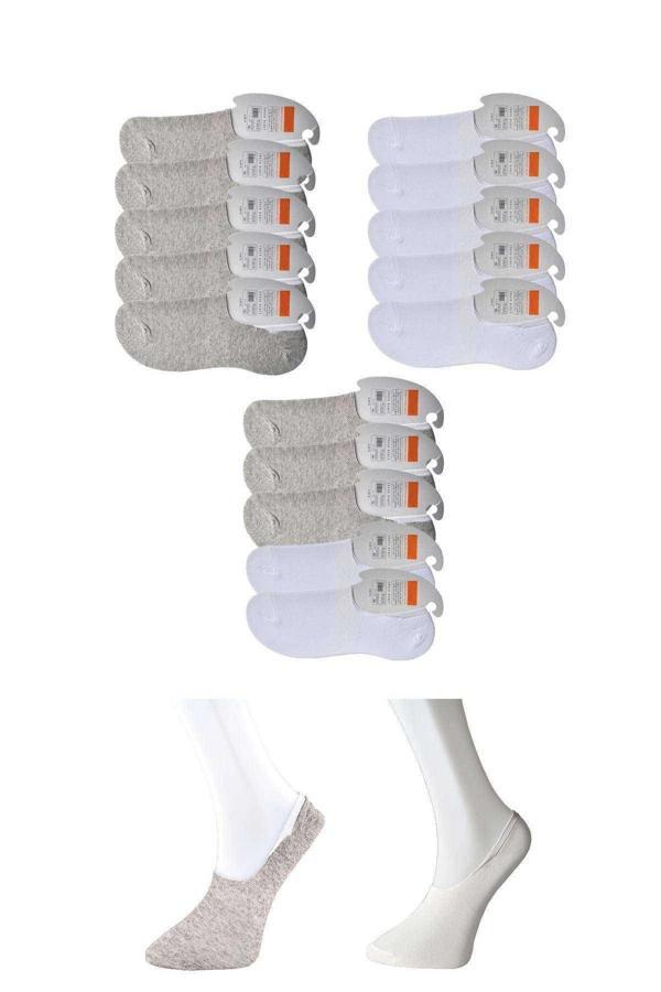 Gri ve Beyaz Erkek Babet Çorap 15 çift - Image 1
