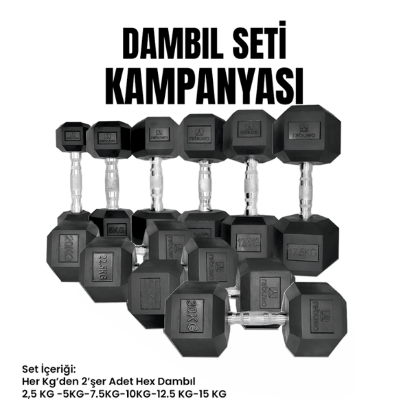 Rebuwo Hex Dambıl Set (2,5KG-15KG) - Image 1