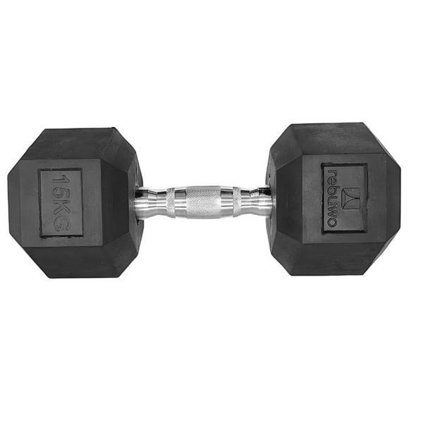 Rebuwo Hex Dambıl Kauçuk Altıgen Dambıl Hex Dumbbell 15 KG 1 Adet - Image 1