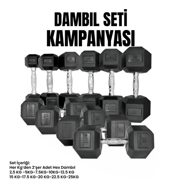 Rebuwo Hex Dambıl Set (2,5KG-25KG) - Image 1
