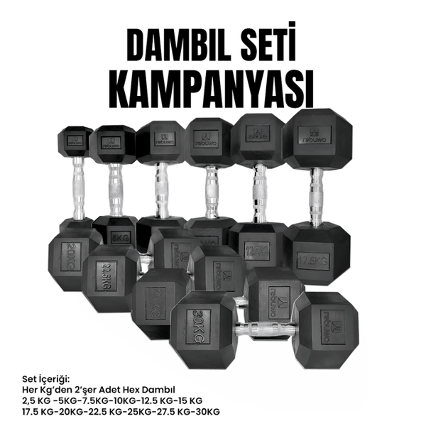 Rebuwo Hex Dambıl Set (2,5KG-30KG) - Image 1